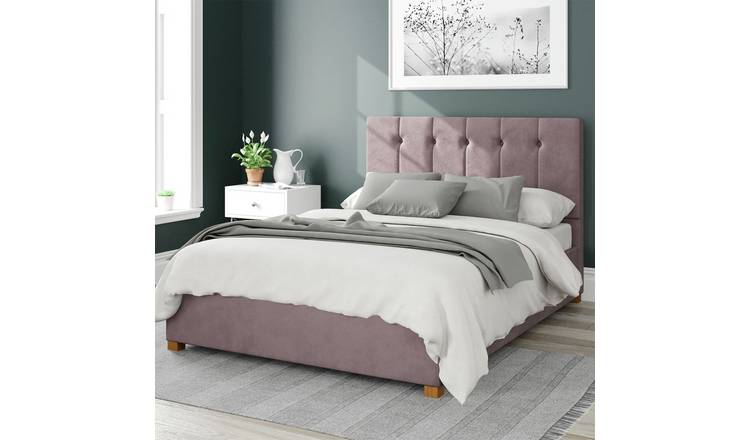 Aspire Hepburn Velvet Kingsize Ottoman Bedframe - Blush