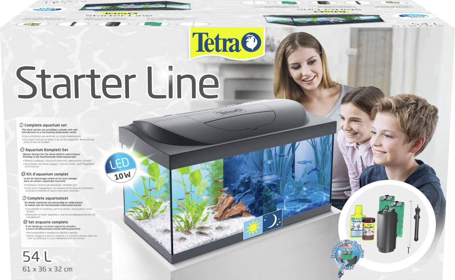 Tetra Aquarium Complet Starter Line 54 L avec Éclairage LED Jour/Nuit