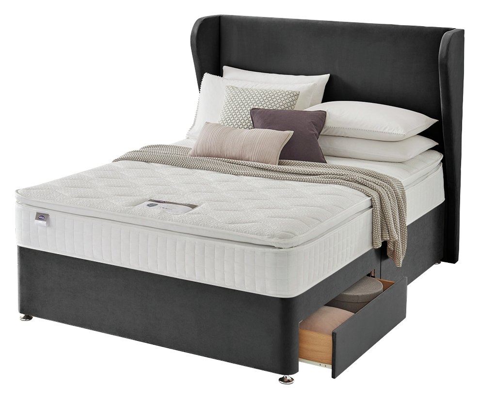 Silentnight Double Memory 2 Drawer Divan Bed - Charcoal