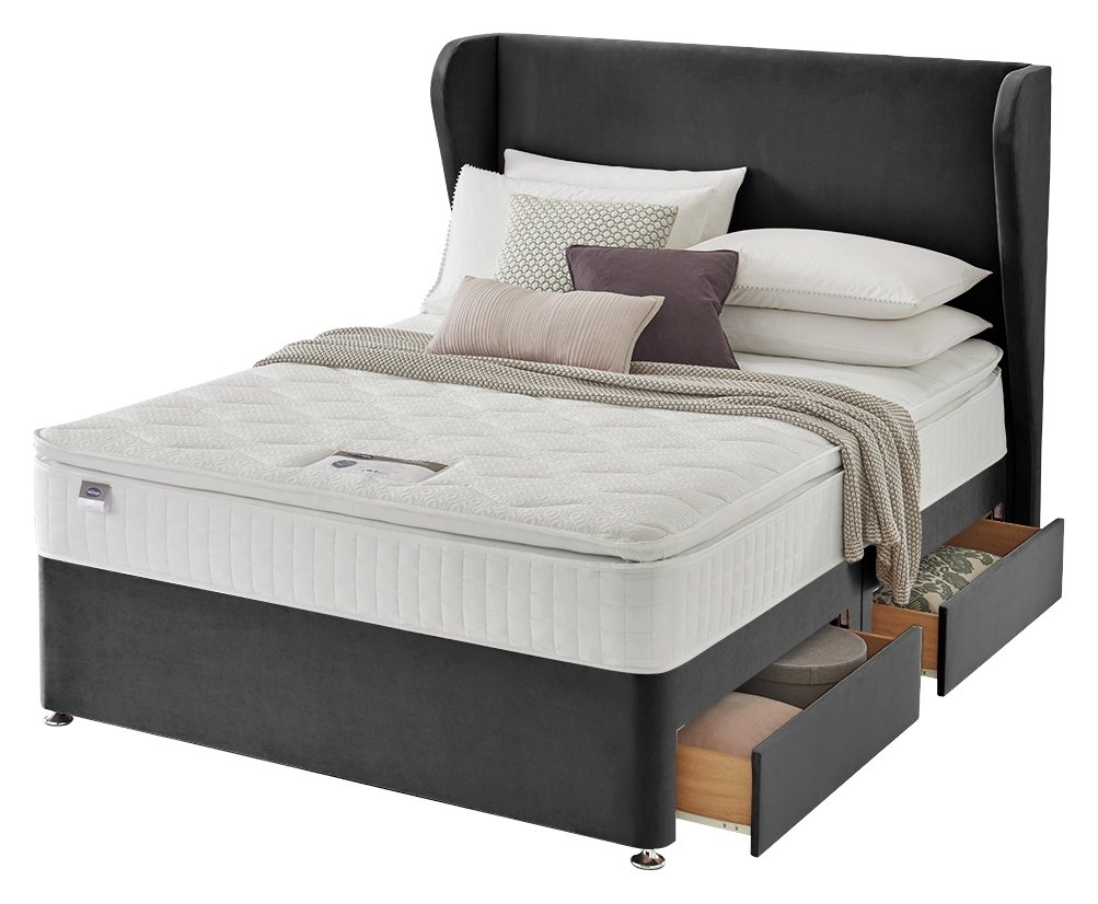 Silentnight Double Memory 4 Drawer Divan Bed - Charcoal