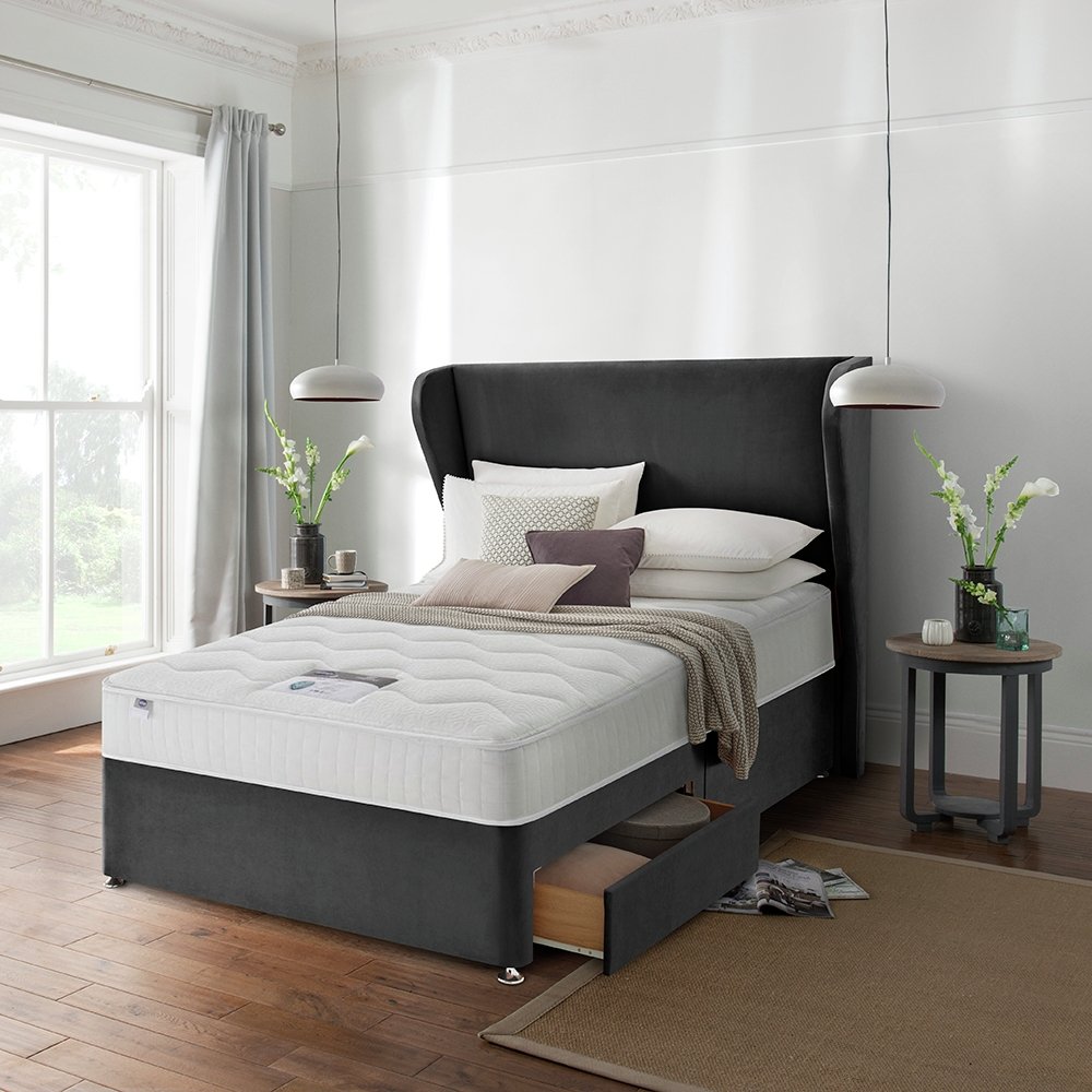 Silentnight Kingsize Memory 2 Drawer Divan Bed - Charcoal