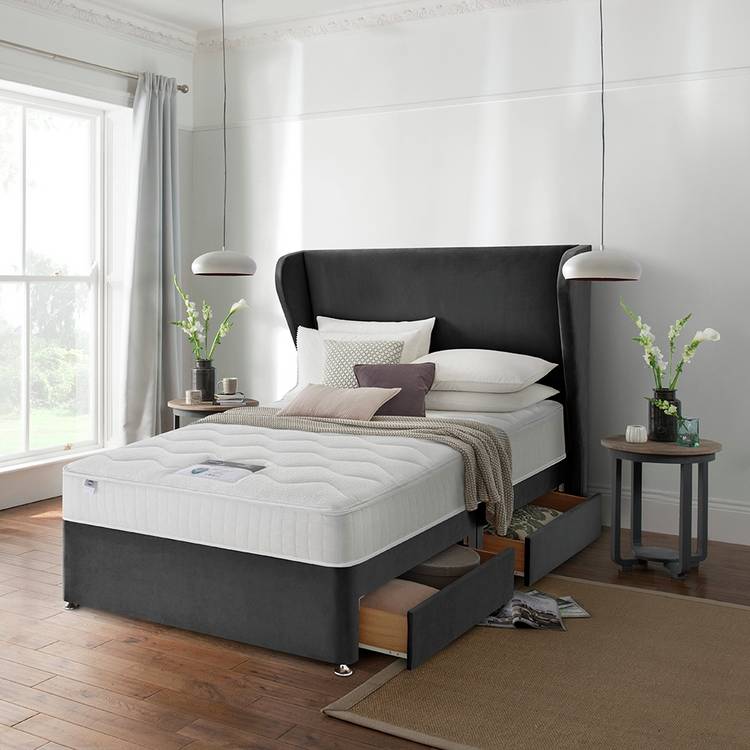 Silentnight Kingsize Memory 4 Drawer Divan Bed - Charcoal 0
