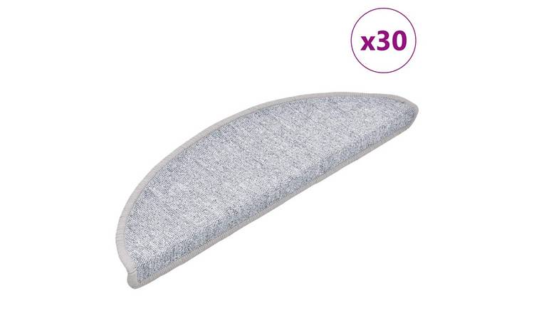 Walplus Pack of 30 Half Round Polypropylene Stair Mats - Light Grey - 56 x 17 cm