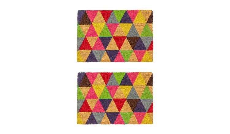 Nicola Spring Coir Door Mats - Triangle - Pack of 2