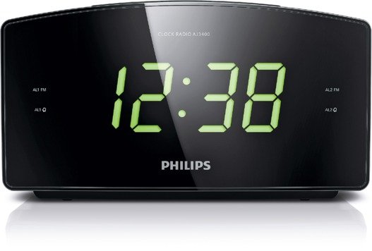 Philips AJ3400/05 Jumbo Display Alarm Clock Radio - Black