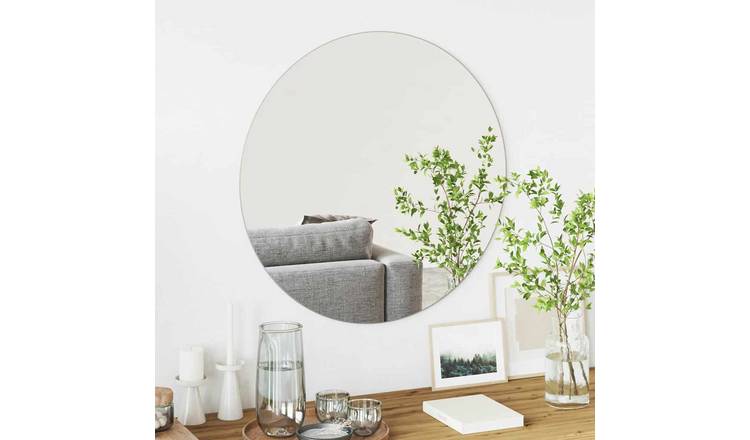 Walplus Round Tempered Glass Wall Mirror - Silver - 70 x 70 cm