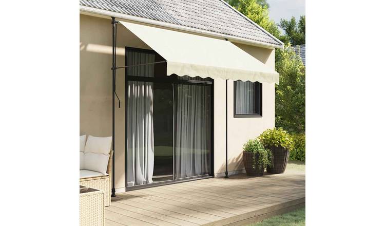 Walplus Polyester Retractable Awning - Cream - 300 x 150 cm