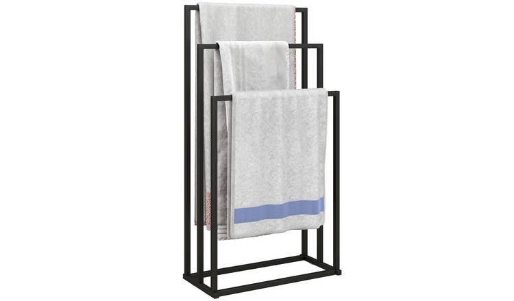 HOMCOM Steel Freestanding Towel Rail with 3 Bars - Black