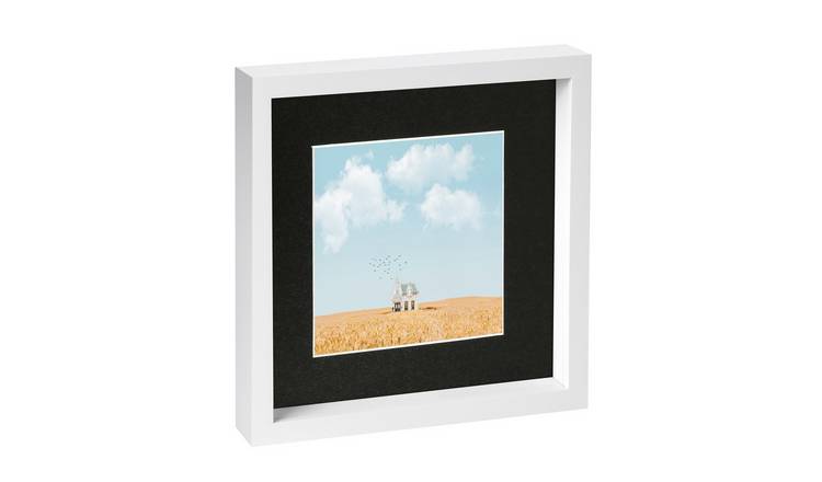 Nicola Spring 3D Box Photo Frame - 10" x 10" with Mount - White