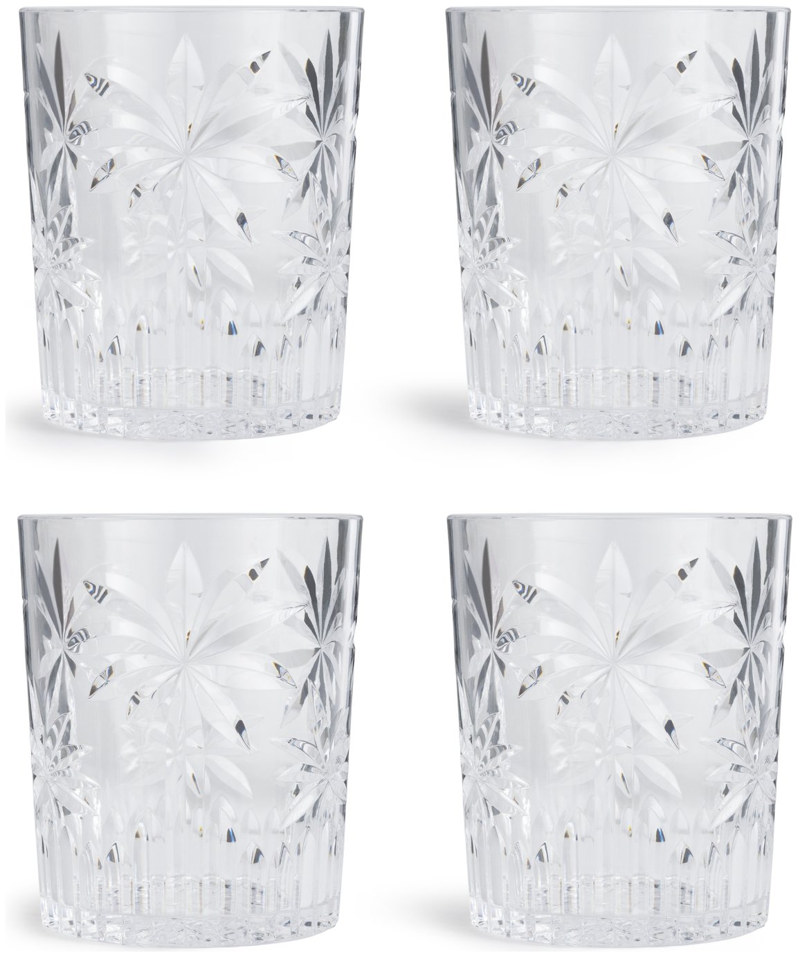 Habitat Palm Design Transparent Tumbler - Pack of 4