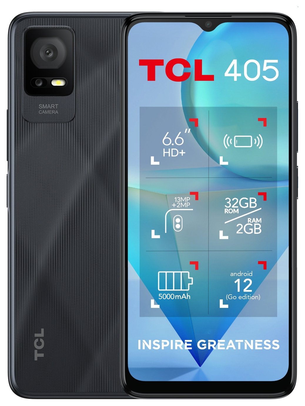 SIM Free TCL 405 32GB Mobile Phone - Dark Grey