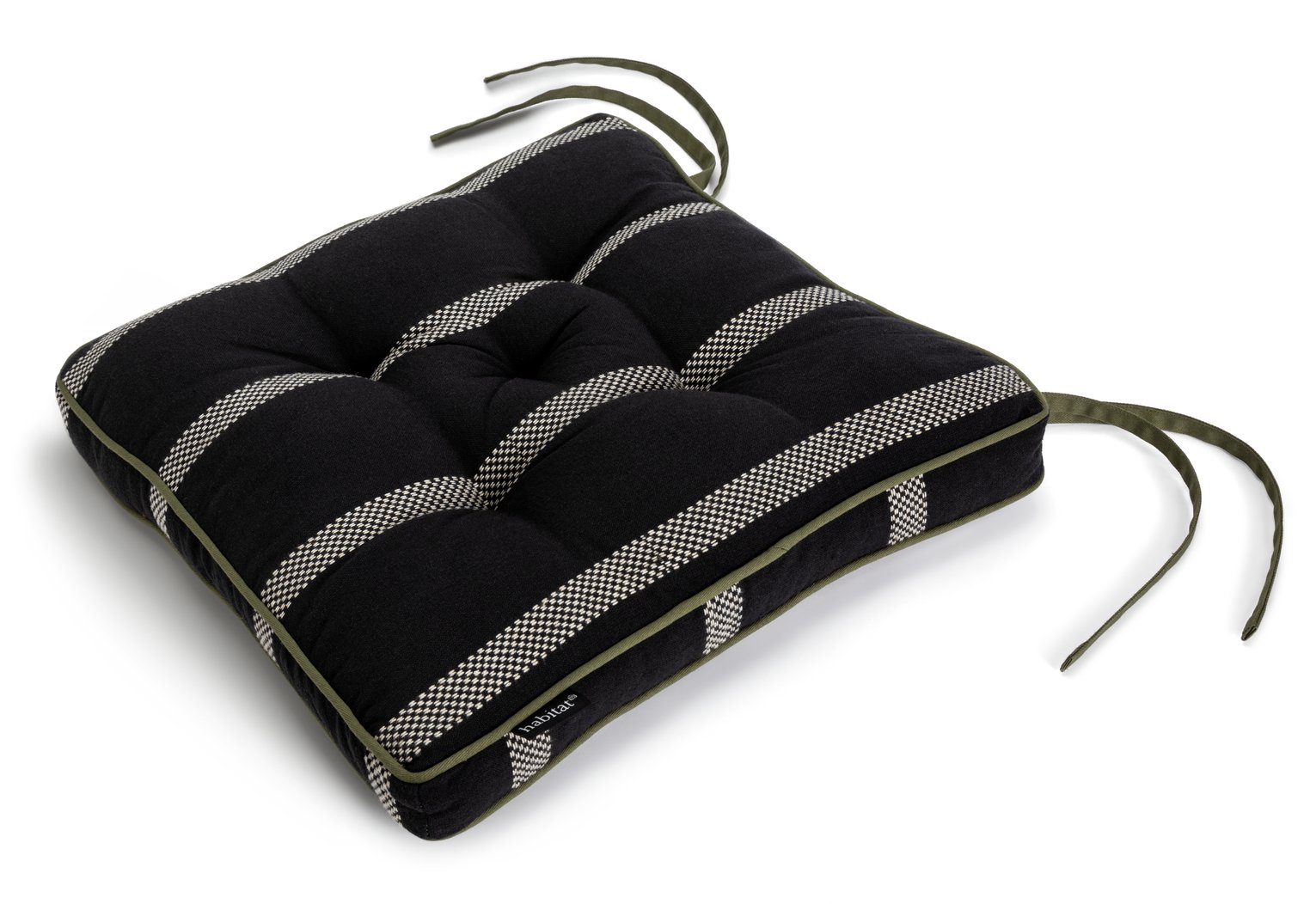 Habitat Woven Stripe Pack of 2 Seat Cushion - Black