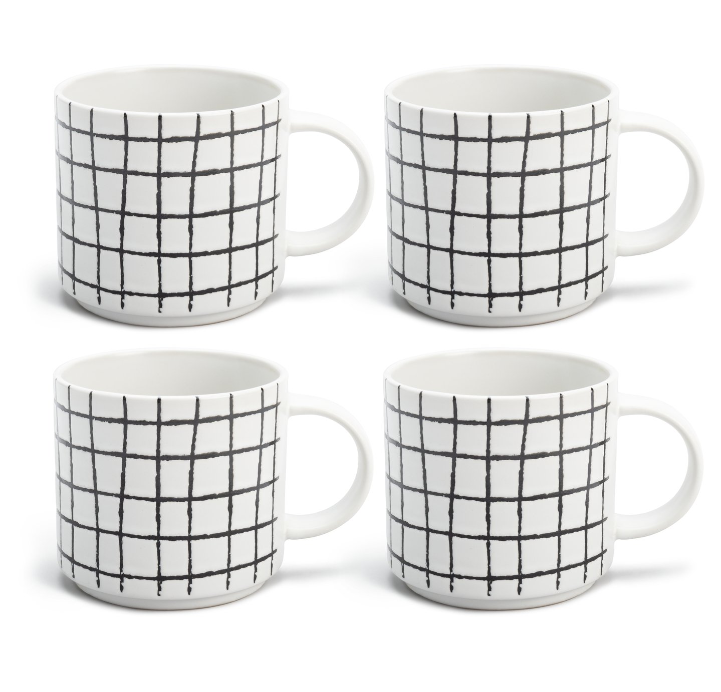 Habitat Grid Set of 4 Mugs - White