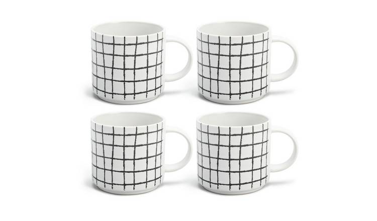 Habitat Grid Set of 4 Mugs - White
