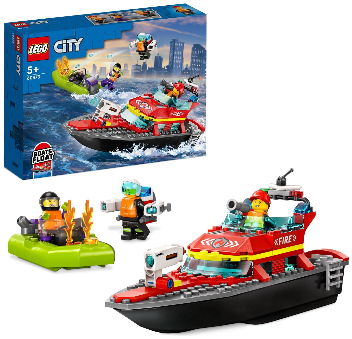 LEGO City Fire Rescue Boat Toy, Floats on Water Set 60373