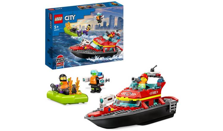 Buy LEGO City Fire Rescue Boat Toy Floats on Water Set 60373 Toy boats Argos