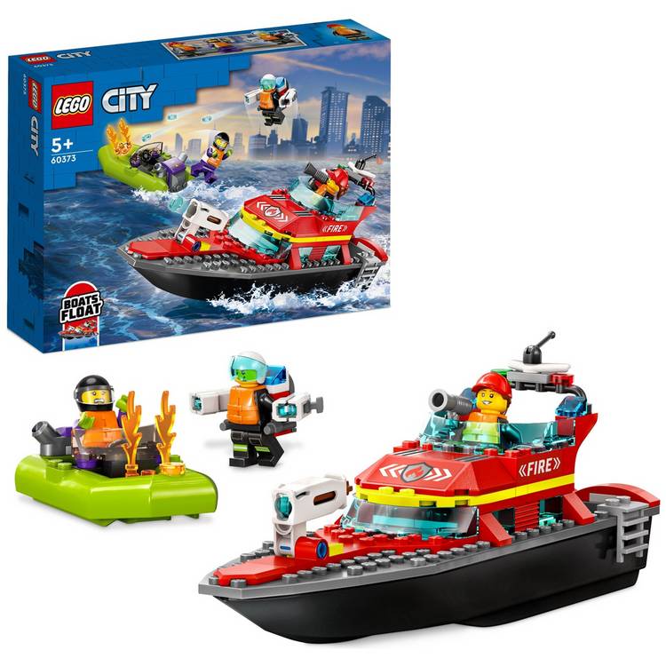 LEGO City Fire Rescue Boat Toy, Floats on Water Set 60373 0