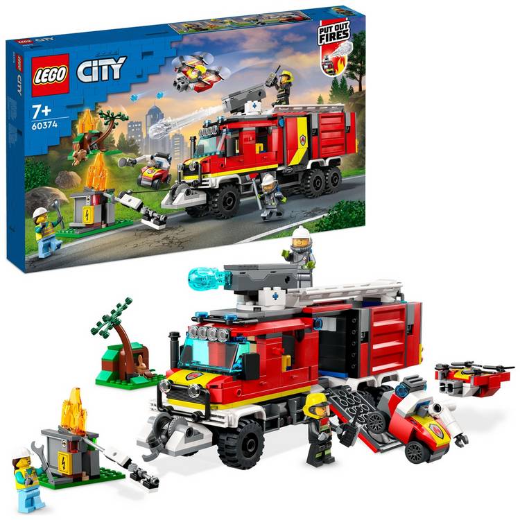 LEGO City Fire Command Unit Set with Fire Engine Toy 60374 0
