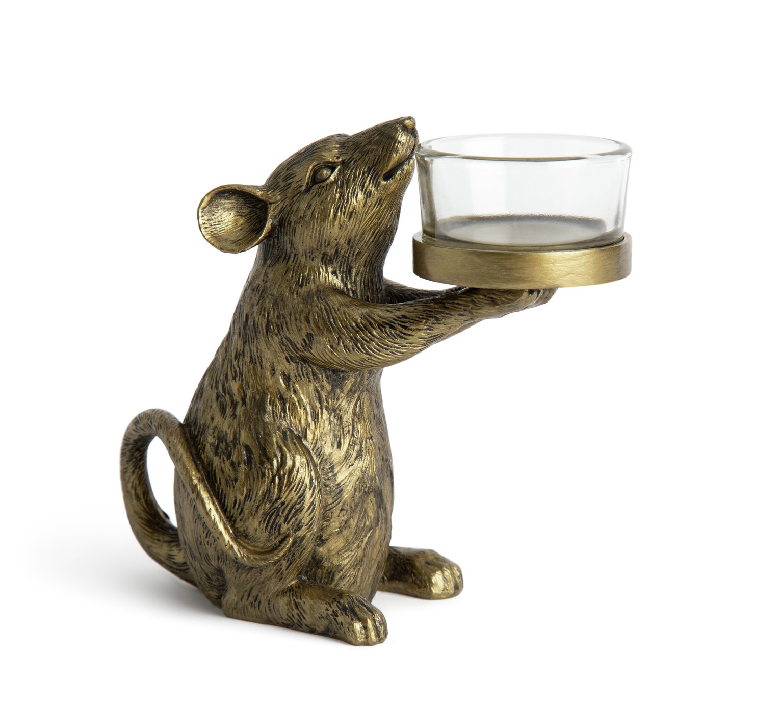Habitat Standing Mouse Tealight Holder - Gold