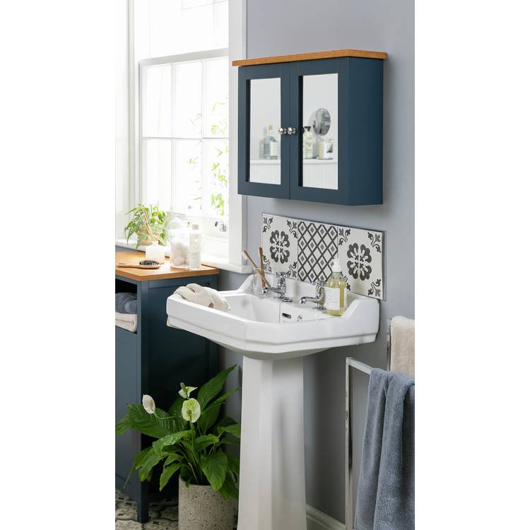 Argos Home Livingston Double Mirrored Wall Cabinet - Blue 0