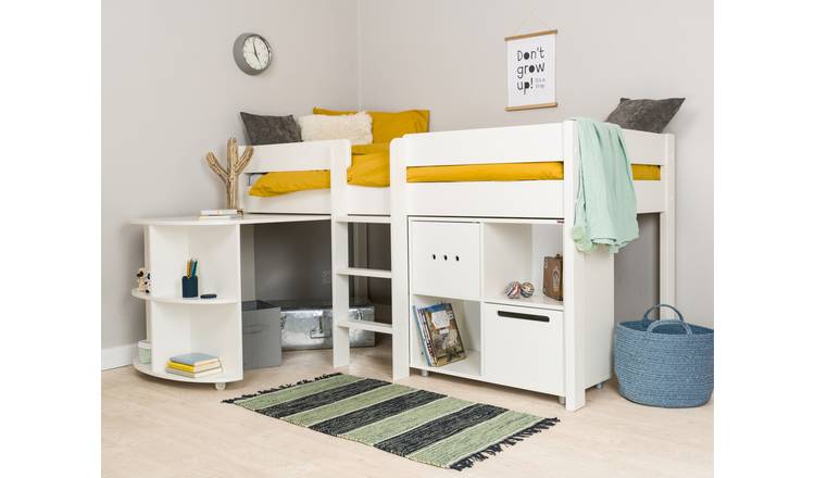 Buy Stompa White Mid Sleeper Bed Frame Desk Cube Unit Kids