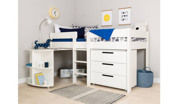 Buy Stompa White Mid Sleeper Bed Desk Chest Mattress Kids