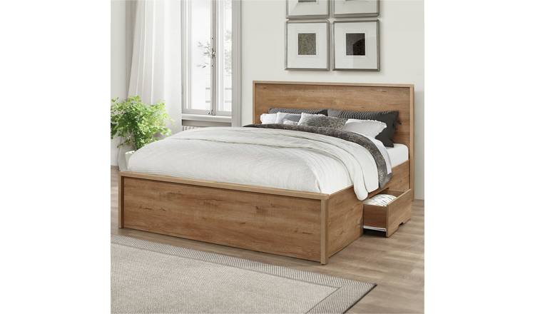 Birlea Stockwell Small Double Rustic Wooden Bed Frame - Oak