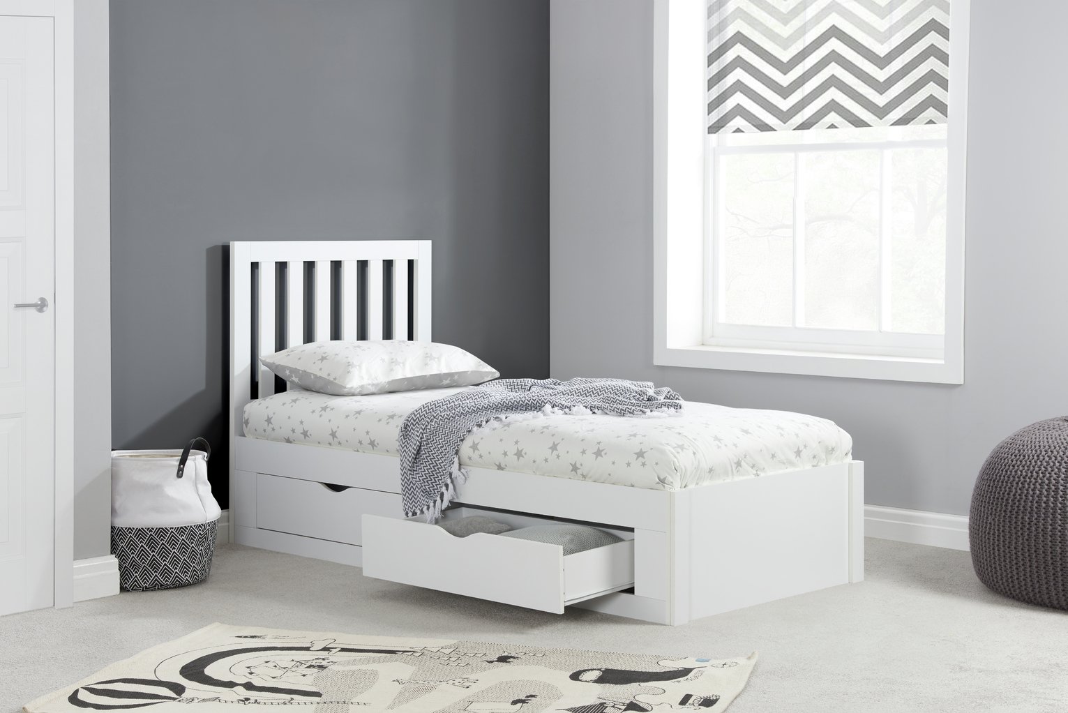 Birlea Appleby Single Wood Effect Bed Frame - White