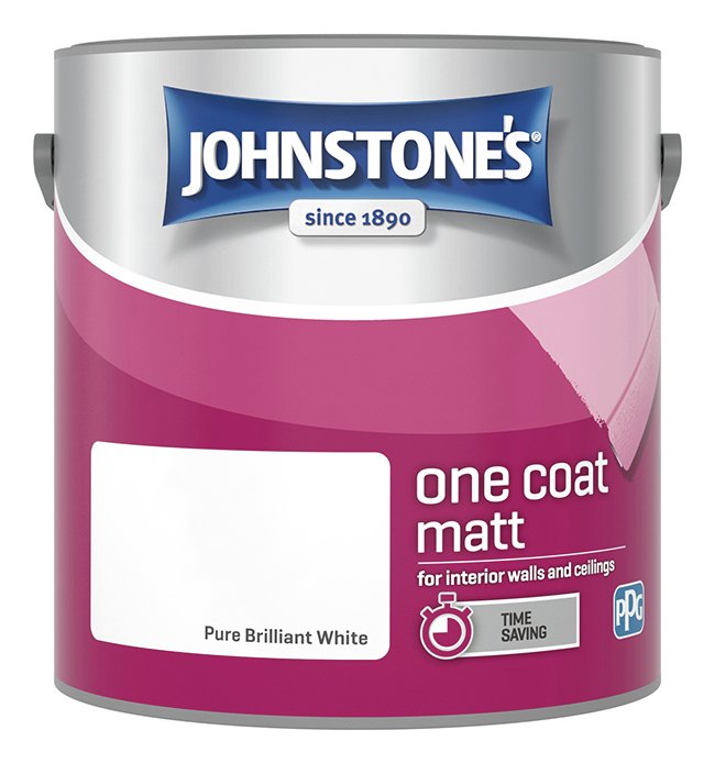 Johnstones One Coat Matt Emulsion Paint Brilliant White 2.5L