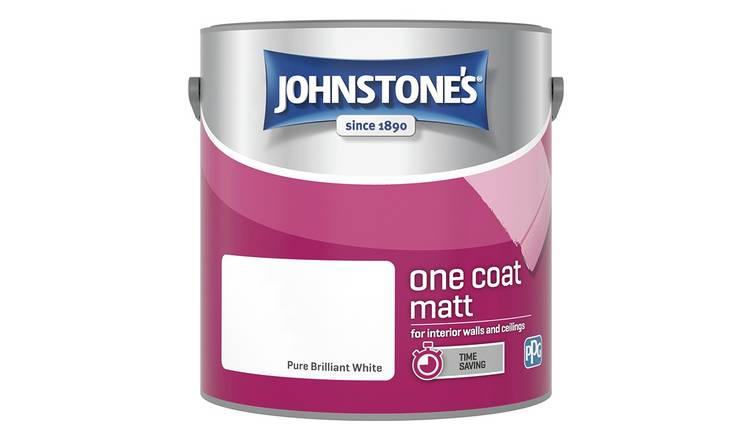 Johnstones One Coat Matt Emulsion Paint Brilliant White 2.5L