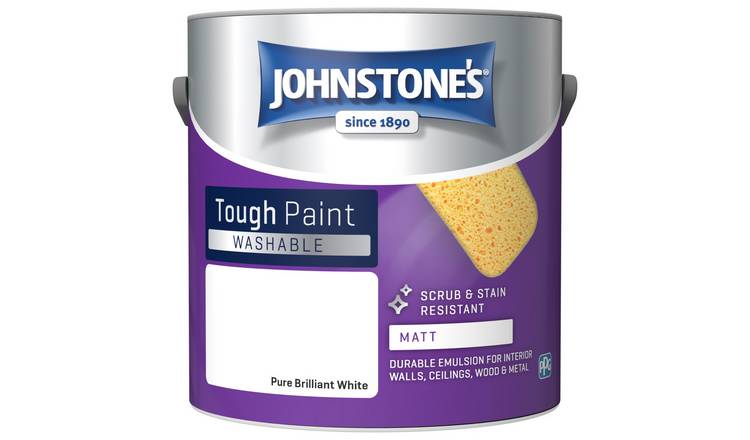 Johnstones Washable Matt Paint - Brilliant White, 2.5L