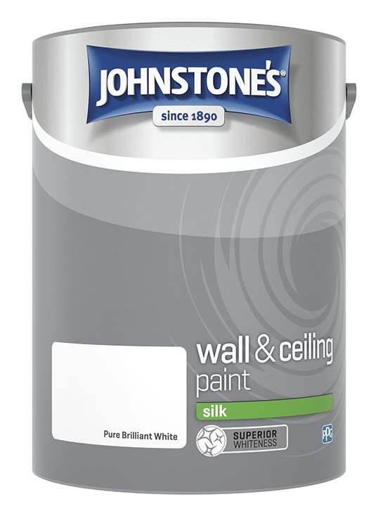 Johnstones Wall and Ceiling Silk Emulsion Paint - White, 5L