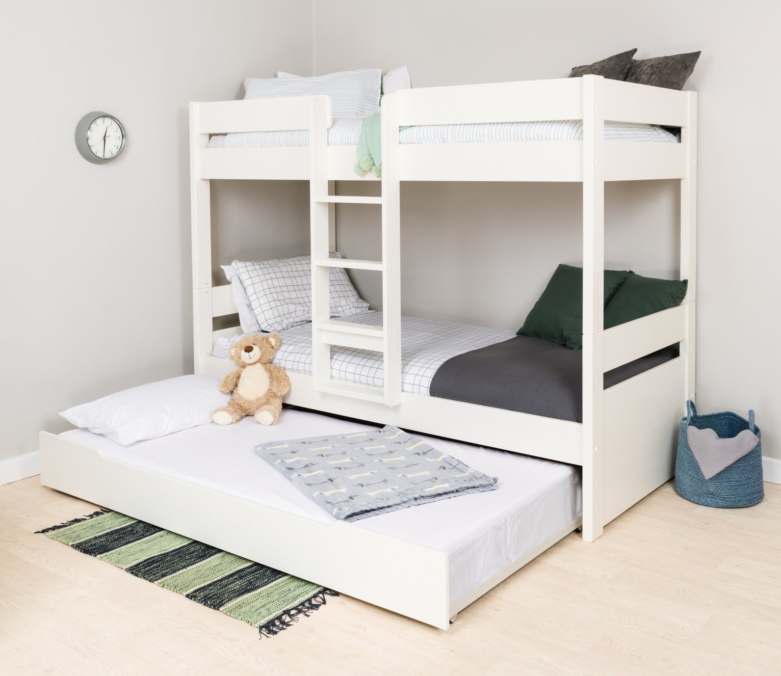 Stompa White Bunk Bed, Trundle & Mattress