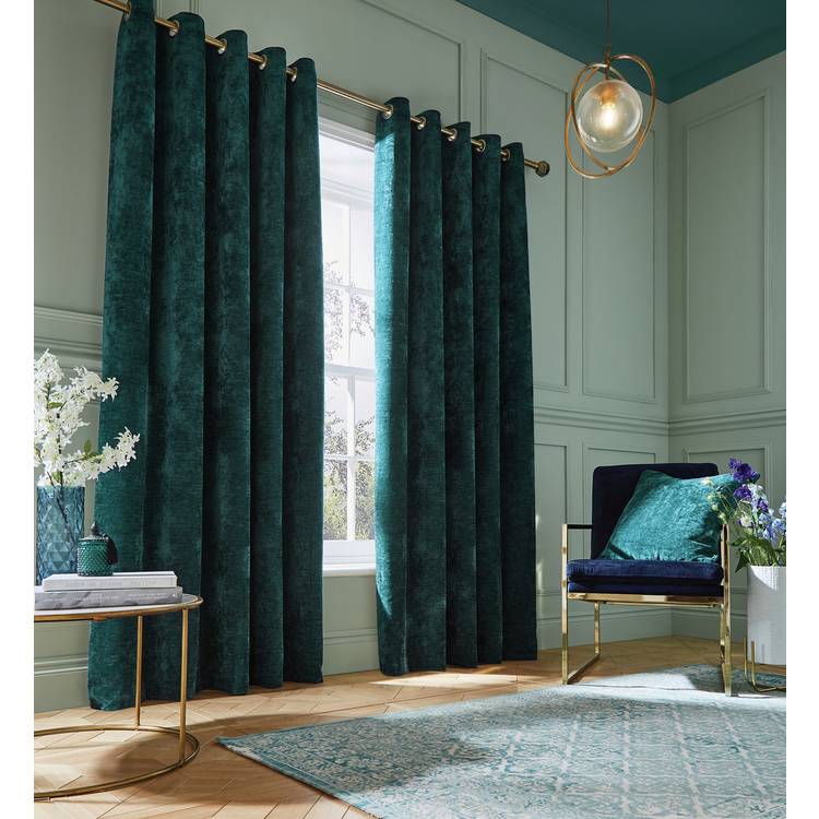 Hyperion Selene Chenille Curtain - Teal - 117X229cm 0