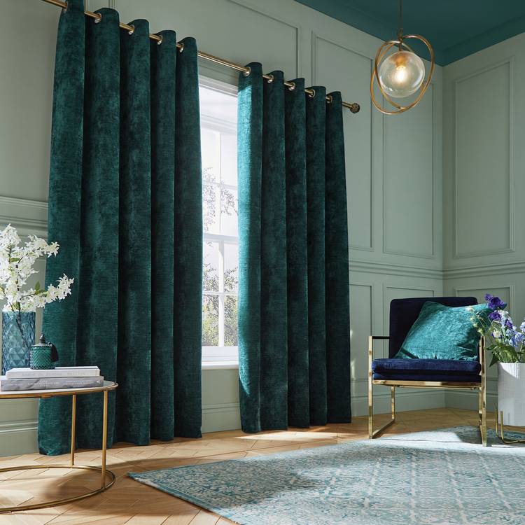 Hyperion Selene Chenille Curtain - Teal - 168X229cm 0