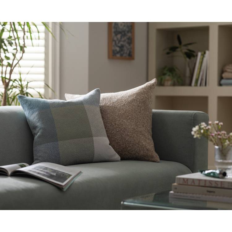 Habitat Gingham Check Cushion - Sage Green - 43x43cm 0