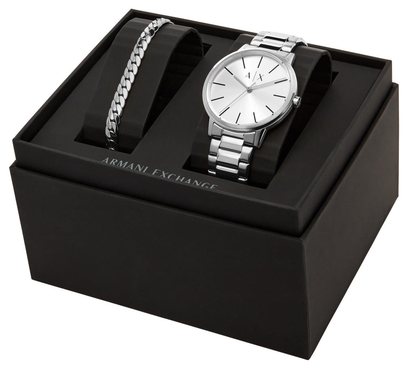 Armani Exchange Cayde Stainless Steel Watch And Bracelet Set