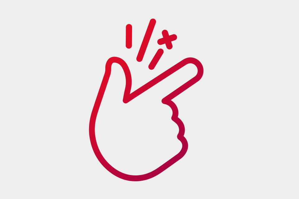 A finger snap icon.