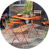 Metal garden furniture.