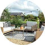 Rattan effect garden furniture.