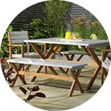 Wooden garden furniture.
