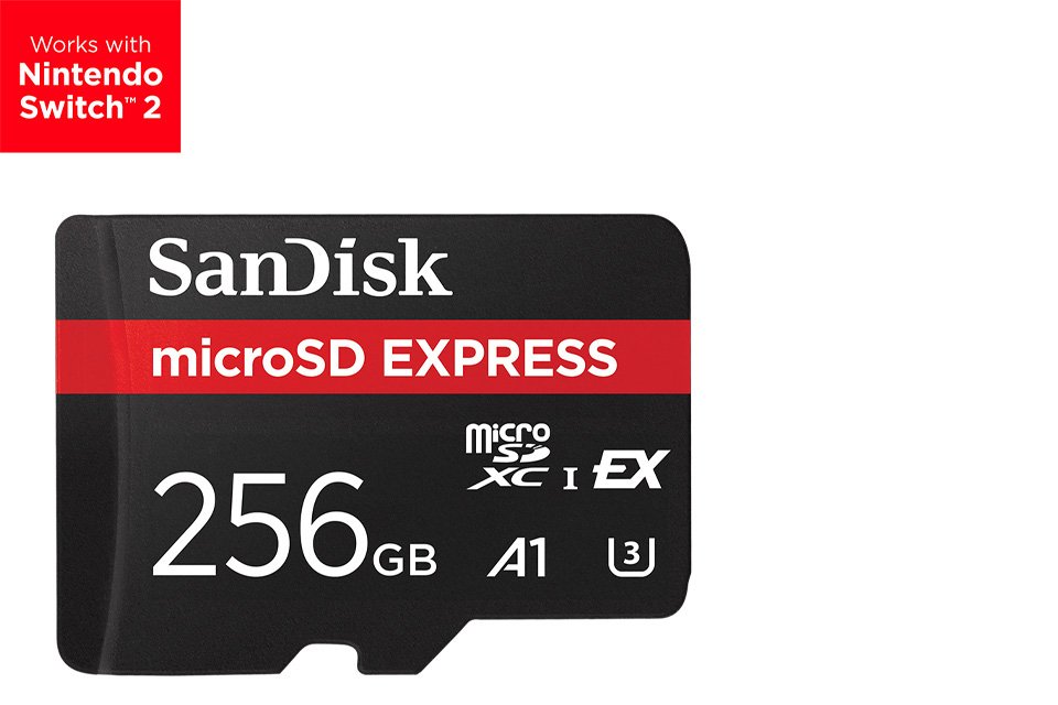 SANDISK Nintendo Switch 256GB microSD Express memory card.
