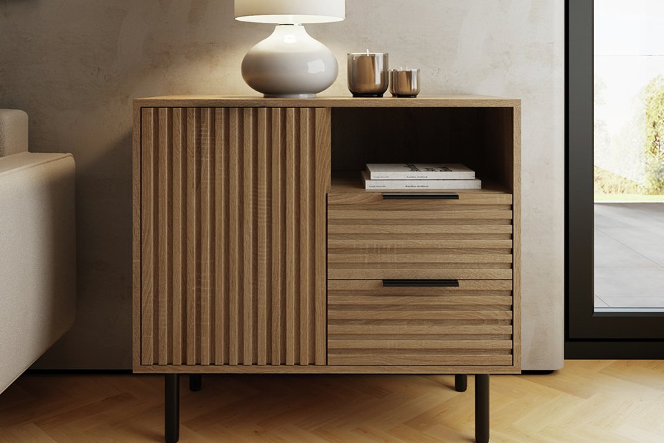 A natural GFW Nervata 1 door 2 drawer sideboard.  