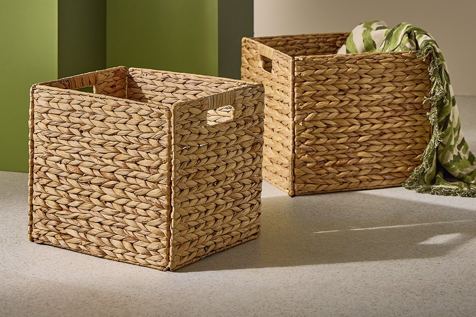 Natural Habitat Hyacinth set of 2 square storage boxes.