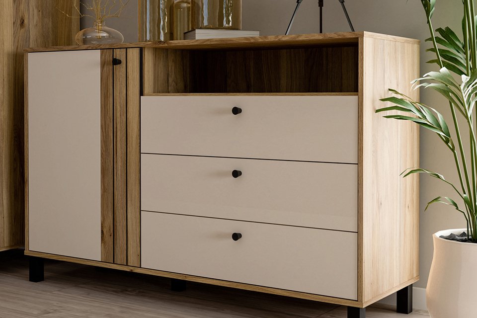 A cream Furniture To Go Grafton 1 door 3 drawer sideboard.
