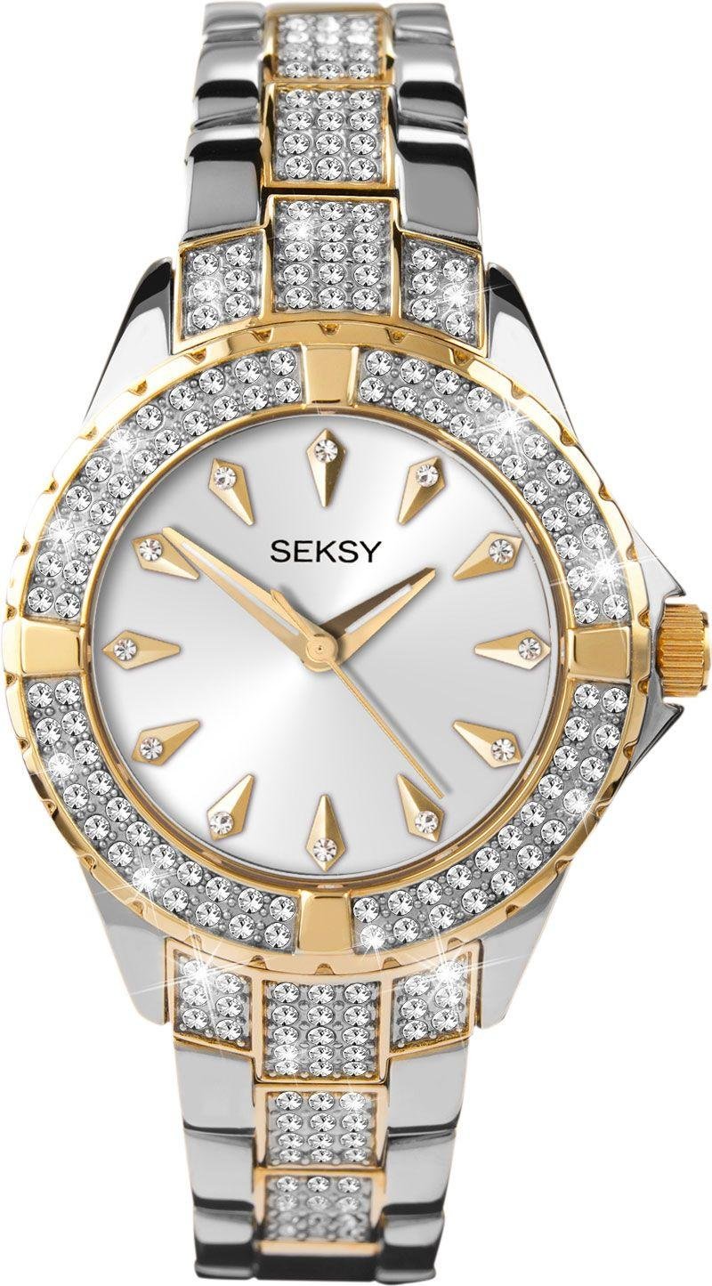 Seksy Intense Ladies Stone Set Two Tone Bracelet Watch