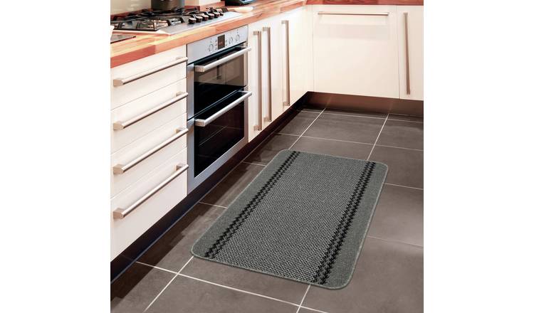 Kilkis Textured Charcoal Short Pile Rug - 100x67cm