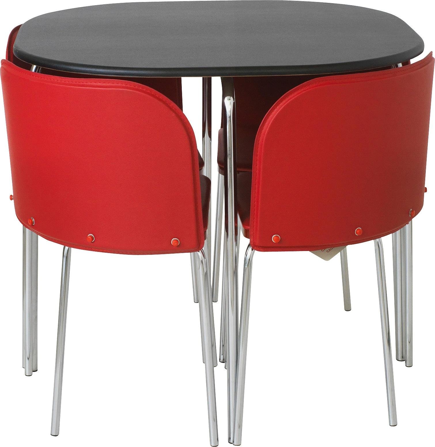 Hygena Amparo Black Dining Table & 4 Chairs - Red