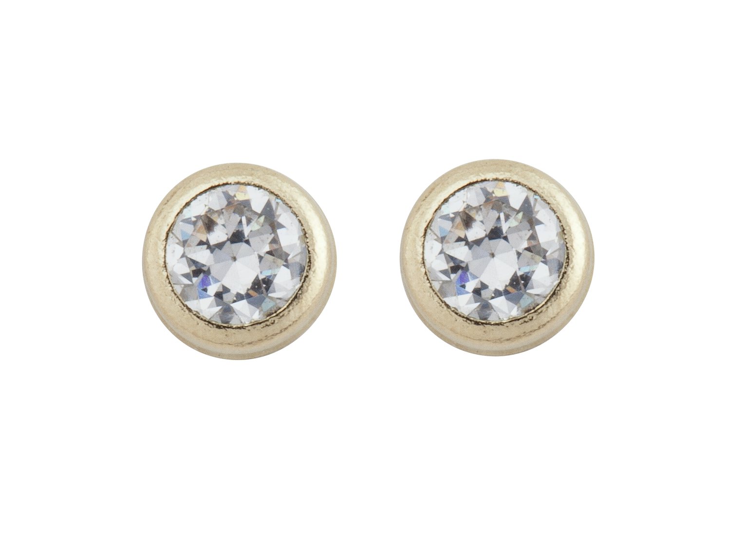 Revere Round CZ 9ct Yellow Gold Rubover Stud Earrings Review