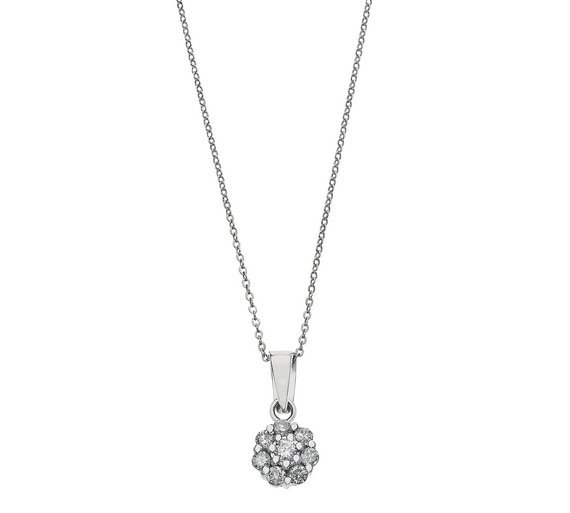 Revere 9ct White Gold 0.25ct tw Diamond Cluster Pendant